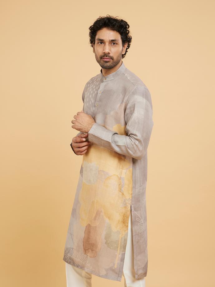 Twamev Men Elegant Grey Kurta Pajama Set
