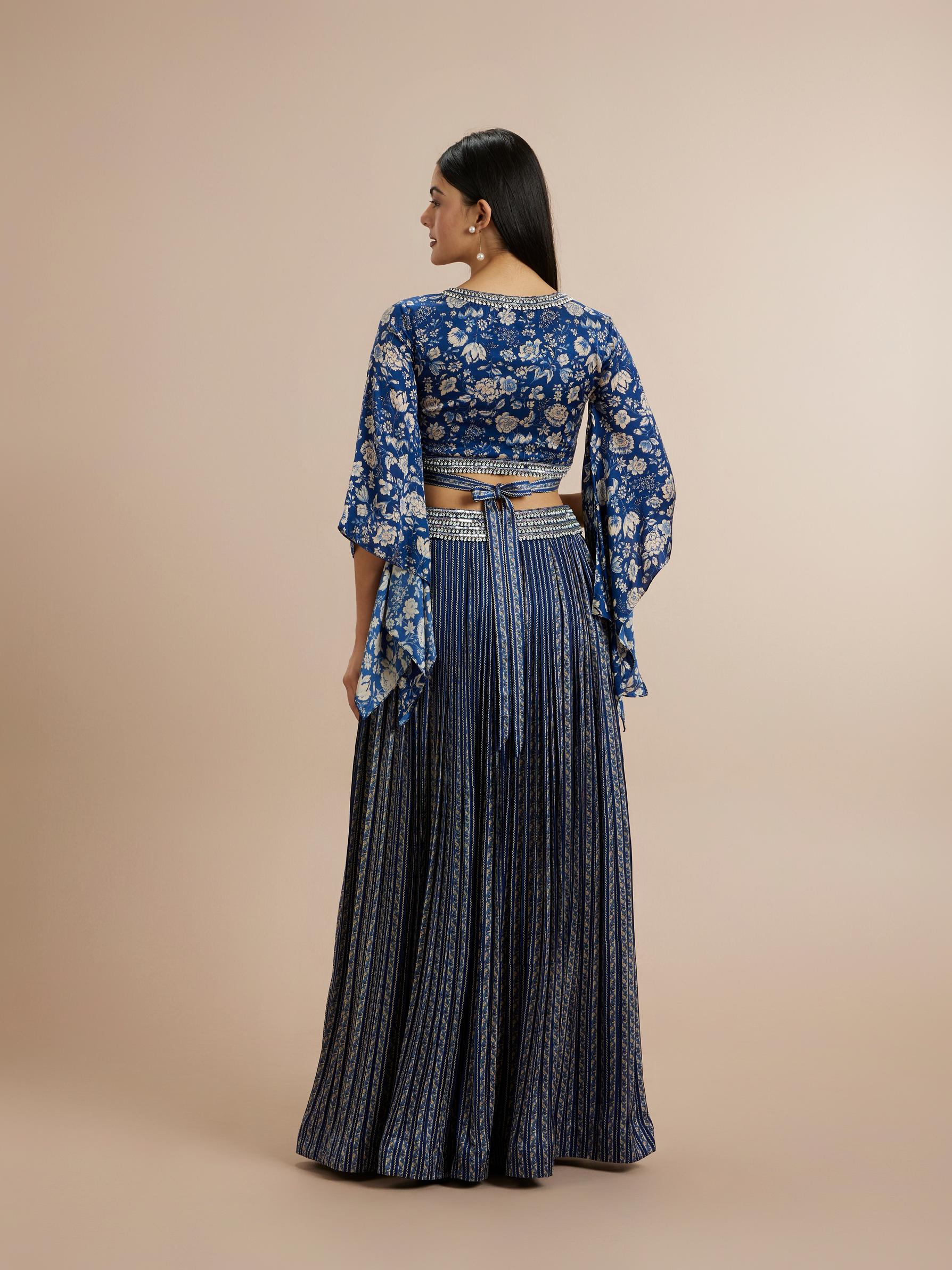 Twamev Women Opulent Indigo Satin Indo Western
