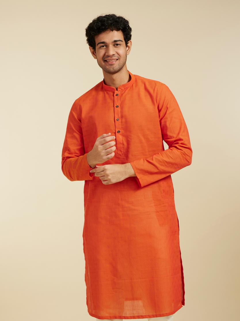 Diwas Men Vibrant Orange Kurta Collection