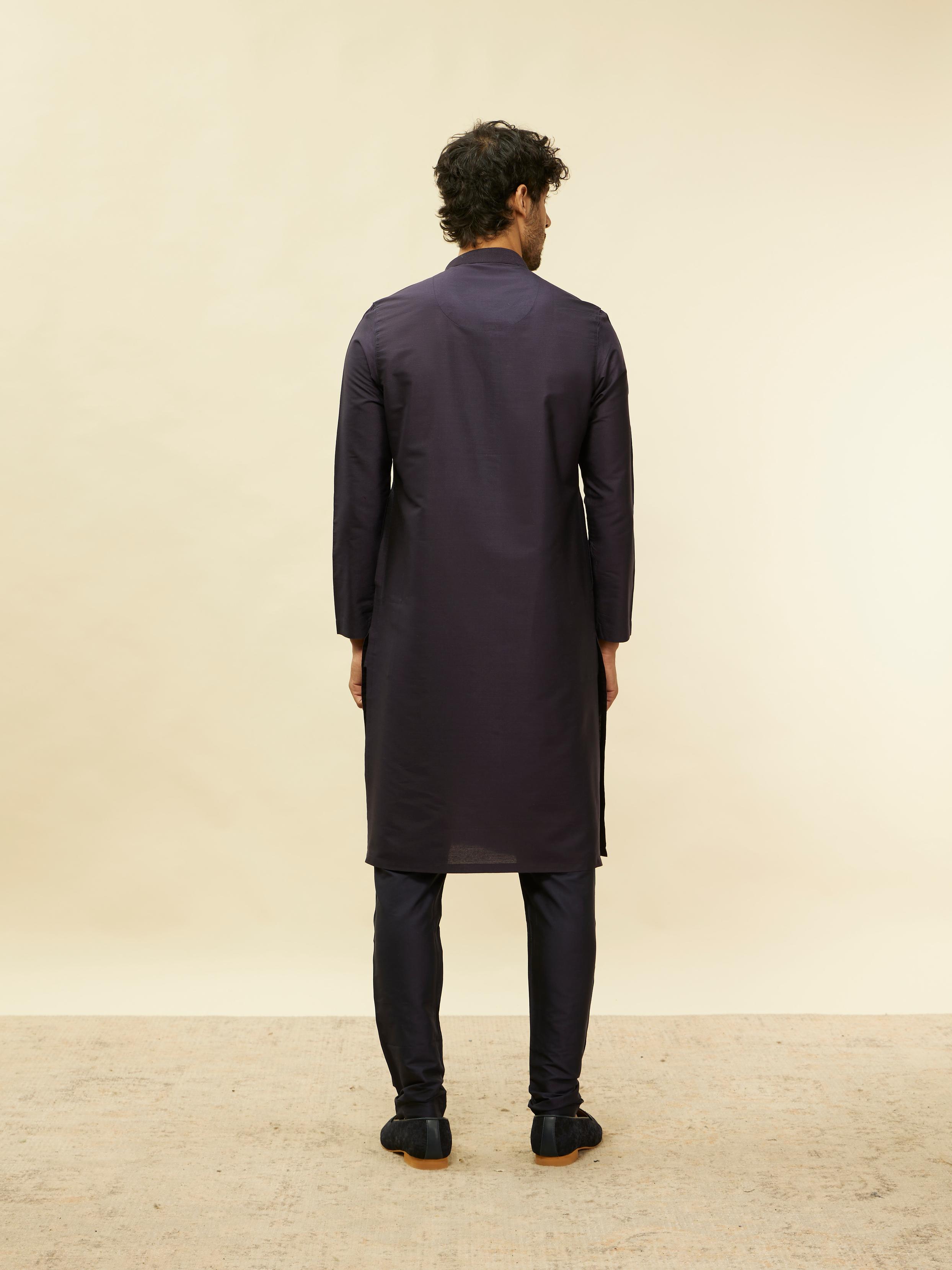 Twamev Men Elegant Blue Mandarin Collar Kurta Set