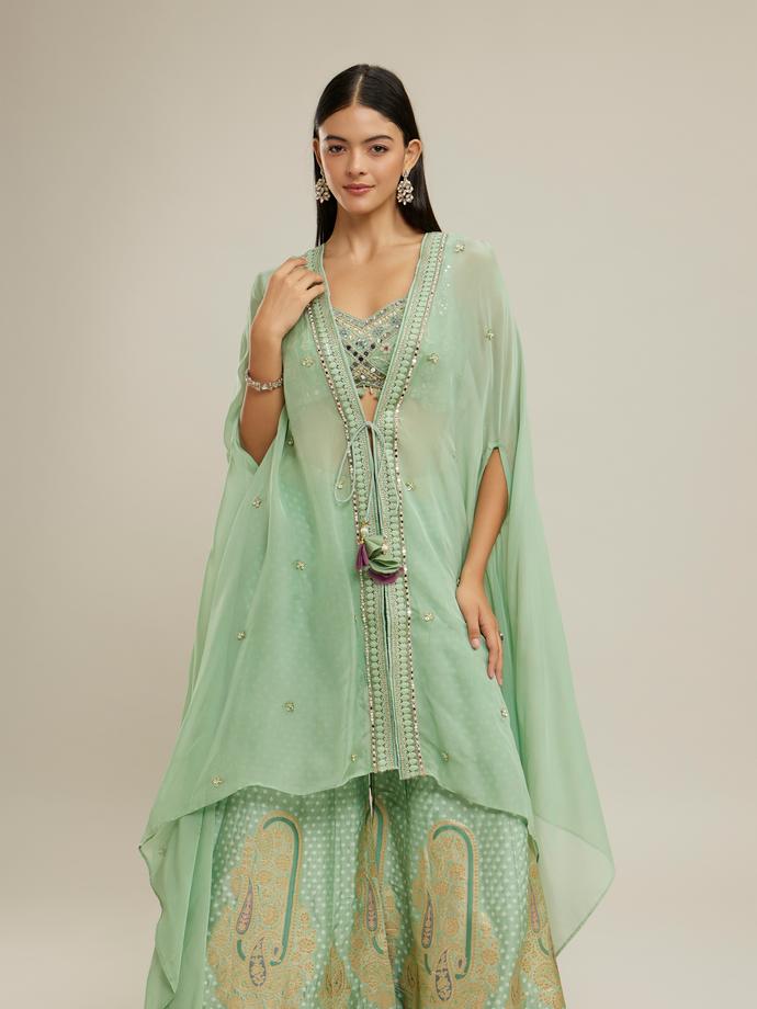 Twamev Women Pista Green Elegance Indo Western