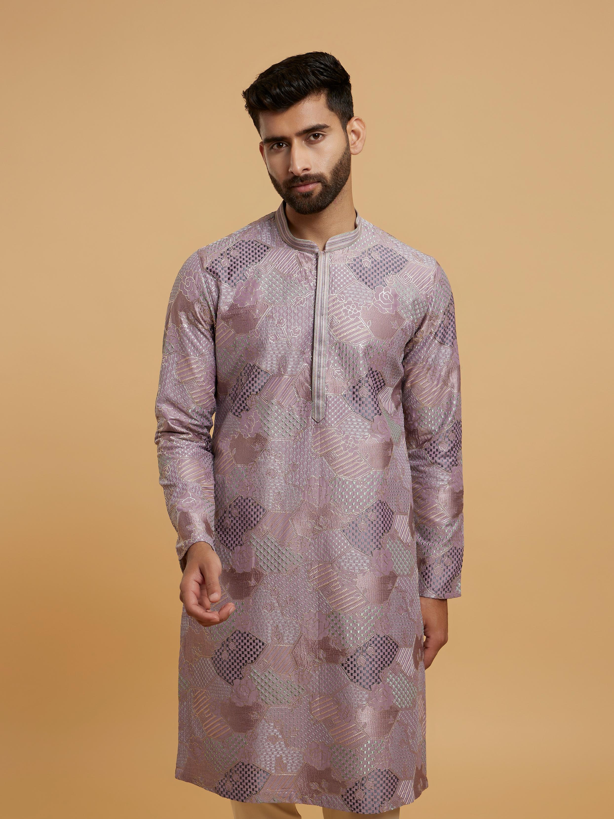 Twamev Men Lilac Elegance Kurta Pajama