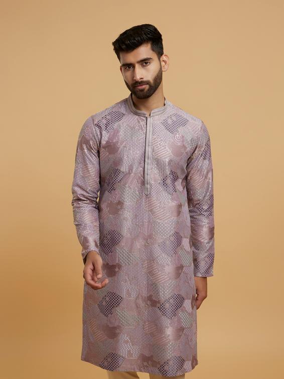 Twamev Men Lilac Elegance Kurta Pajama