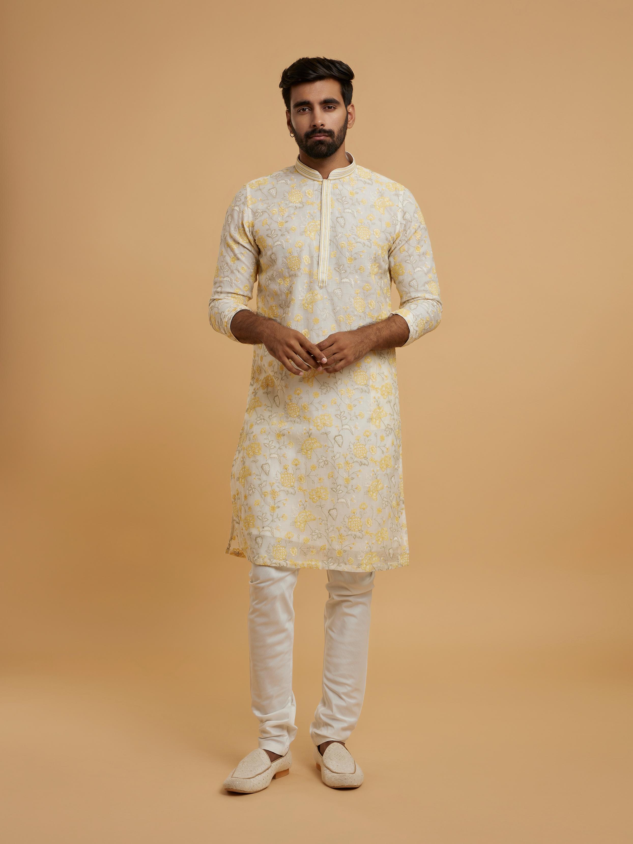 Twamev Men Twilight Beige Chanderi Kurta Pajama