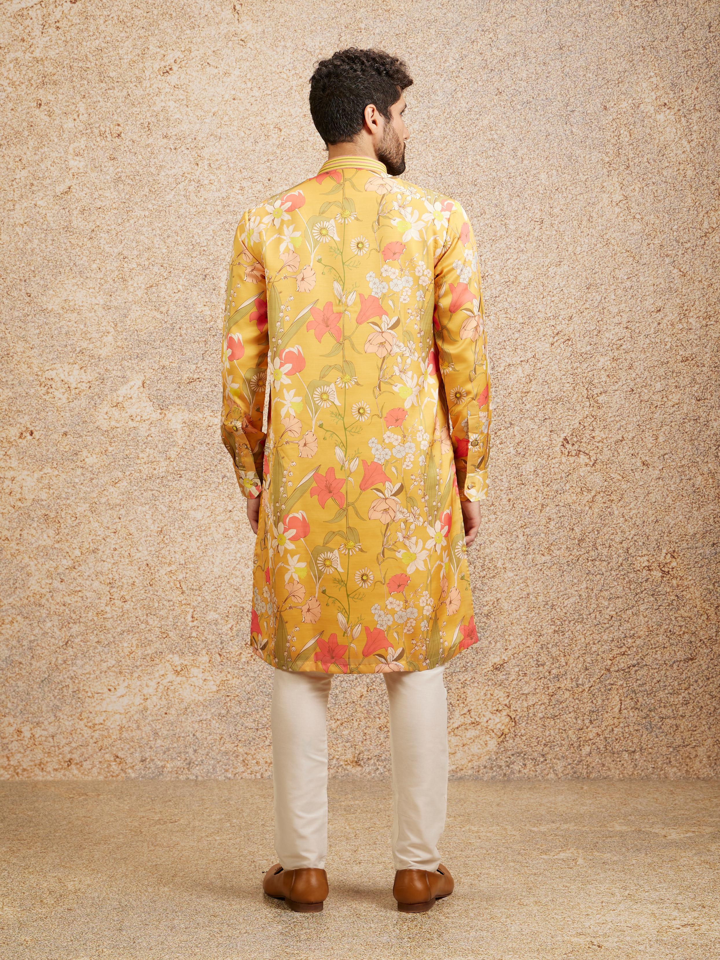 Twamev Men Mustard Enchant Kurta Pajama