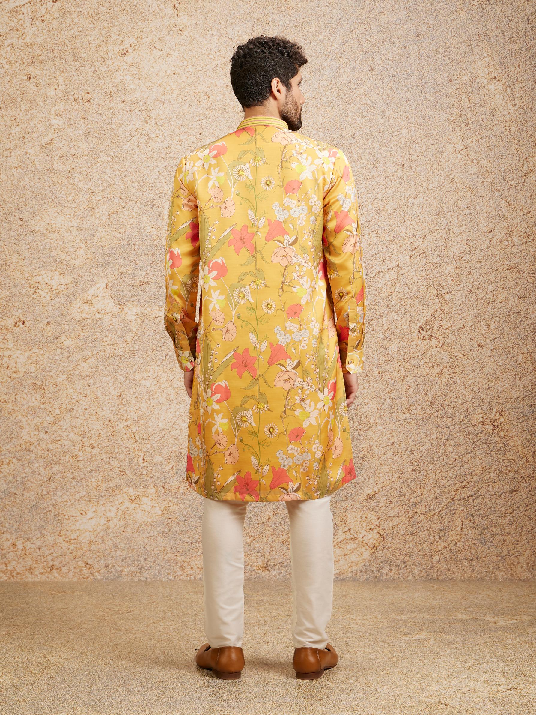 Twamev Men Mustard Enchant Kurta Pajama