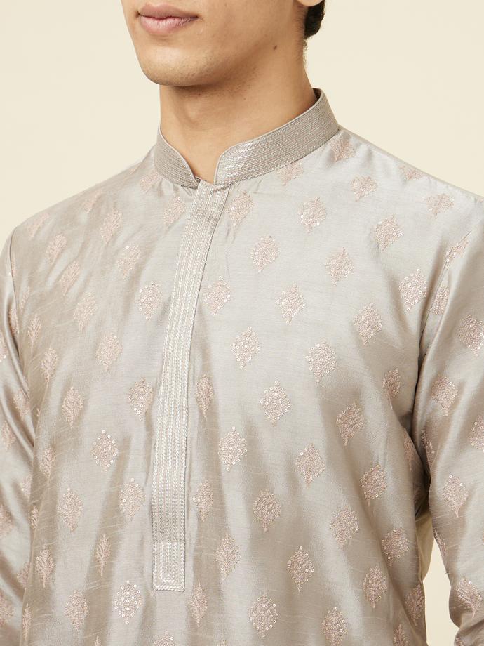 Twamev Men Radiant Royale in Light Grey Kurta Set