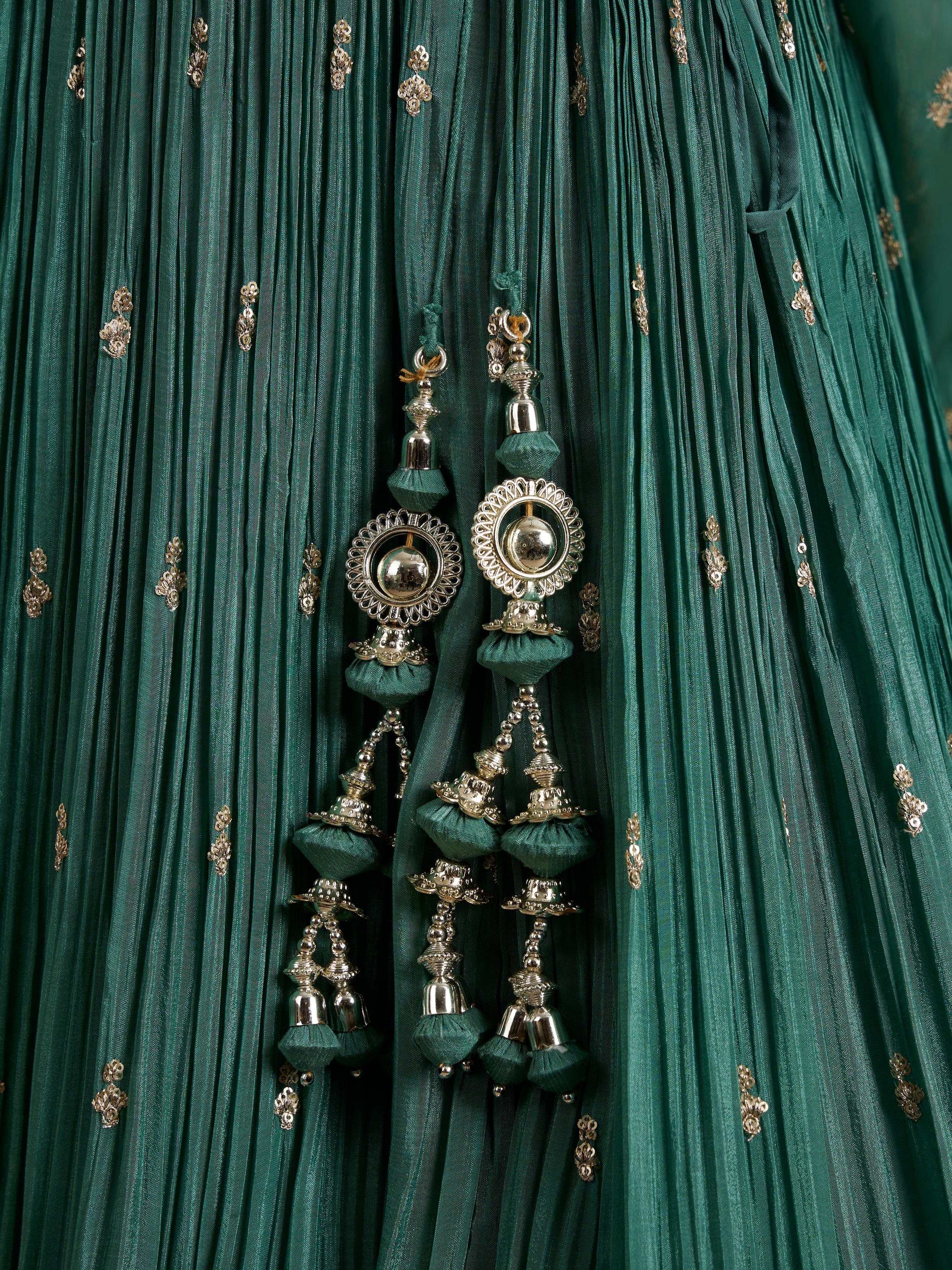 Twamev Women Sea Green Splendour Lehenga