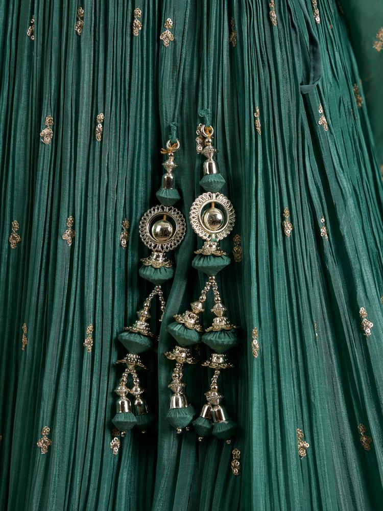 Twamev Women Sea Green Splendour Lehenga
