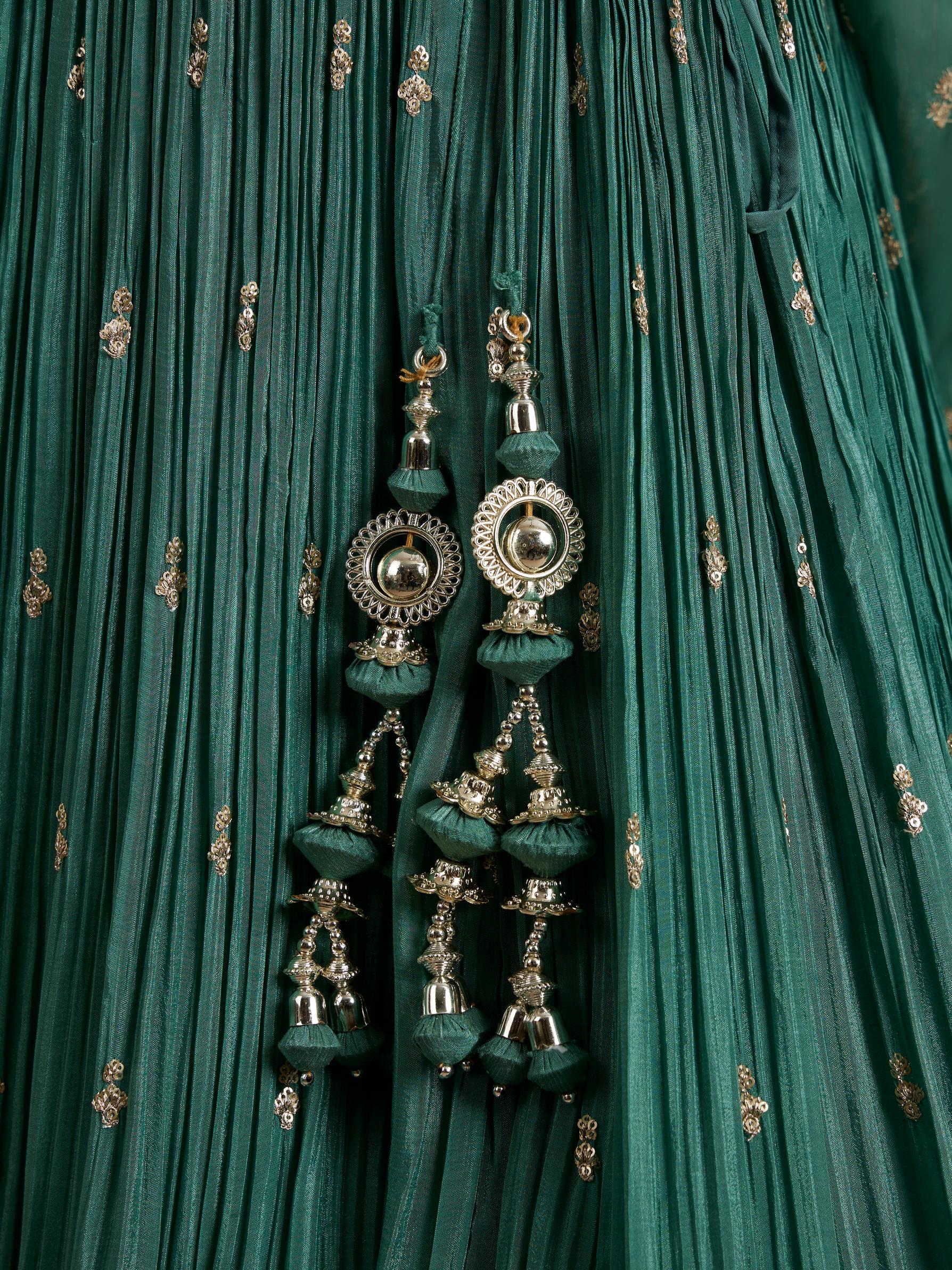 Twamev Women Sea Green Splendour Lehenga