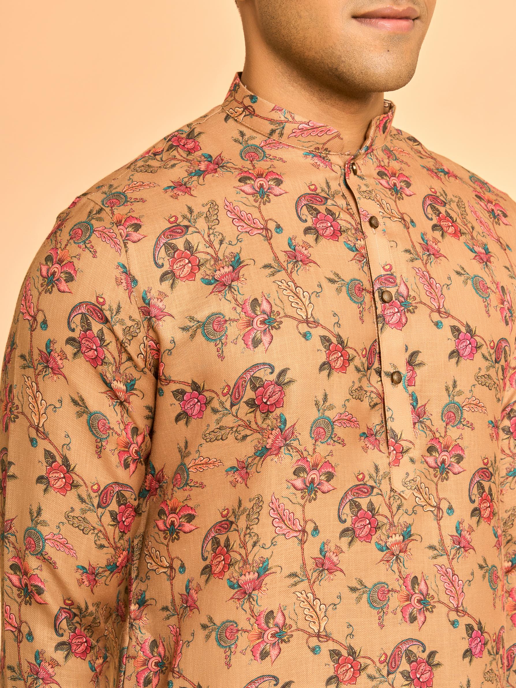 Diwas Men Mehndi Green Majestic Kurta