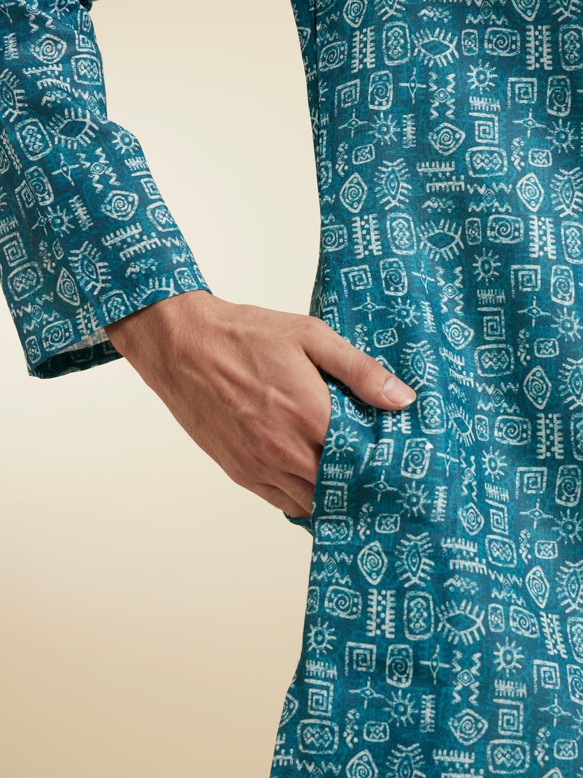Diwas Men Teal Green Elegance Kurta Pajama