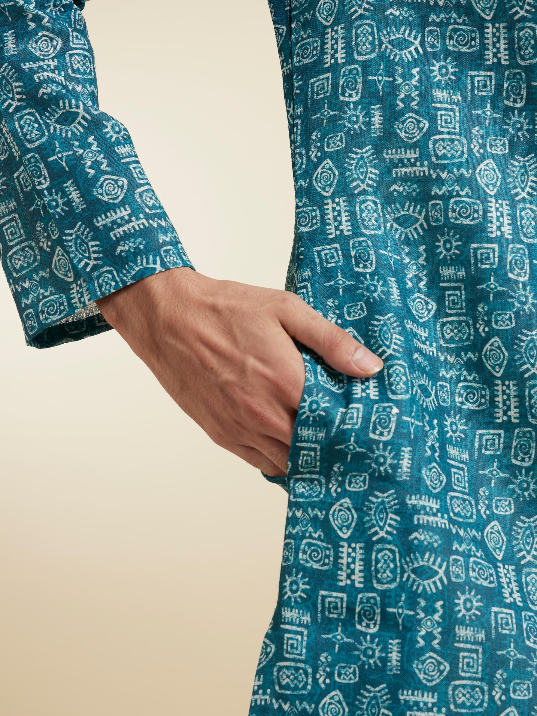 Diwas Men Teal Green Elegance Kurta Pajama