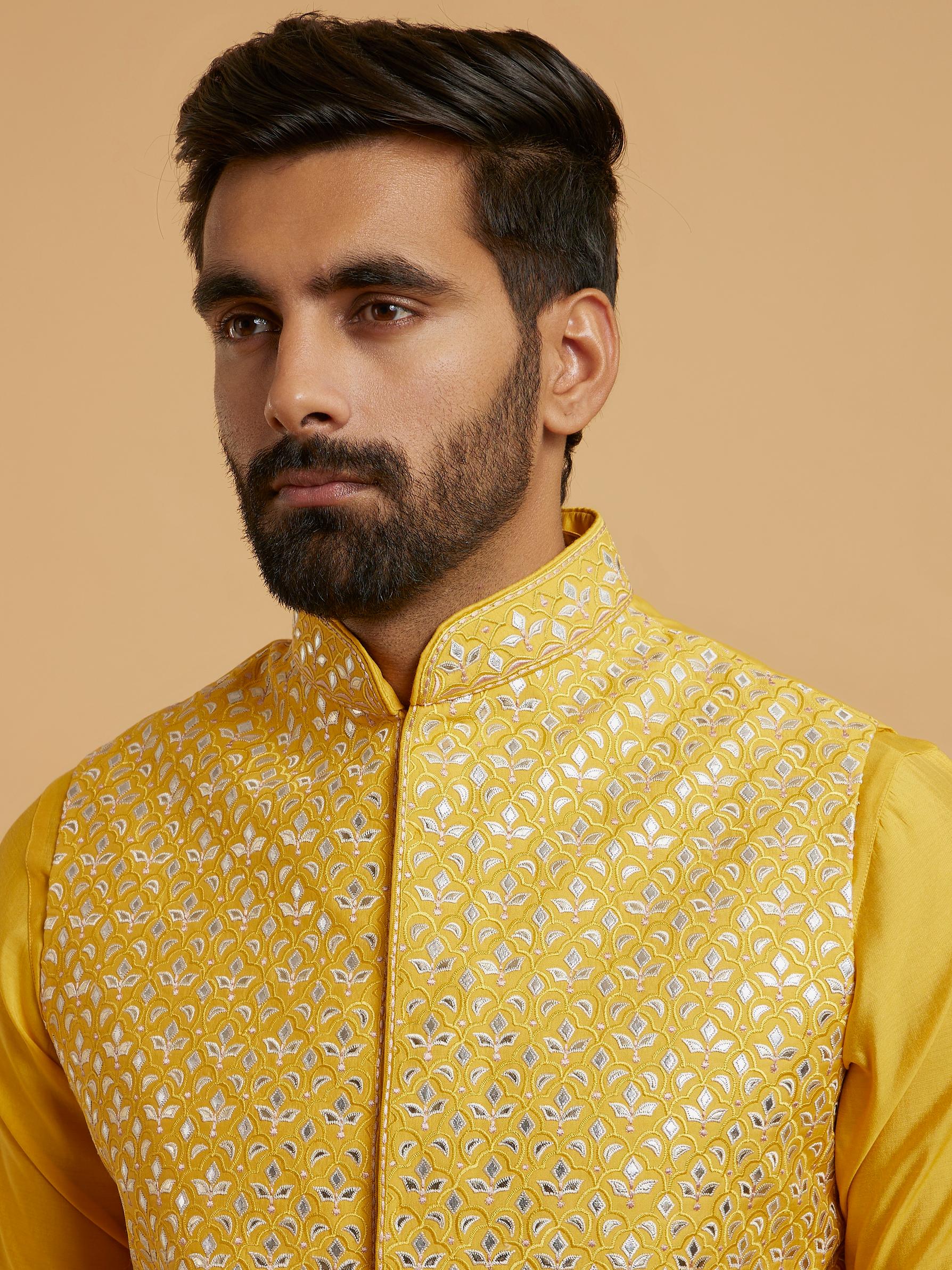 Twamev Men Mustard Majesty Kurta Jacket Set