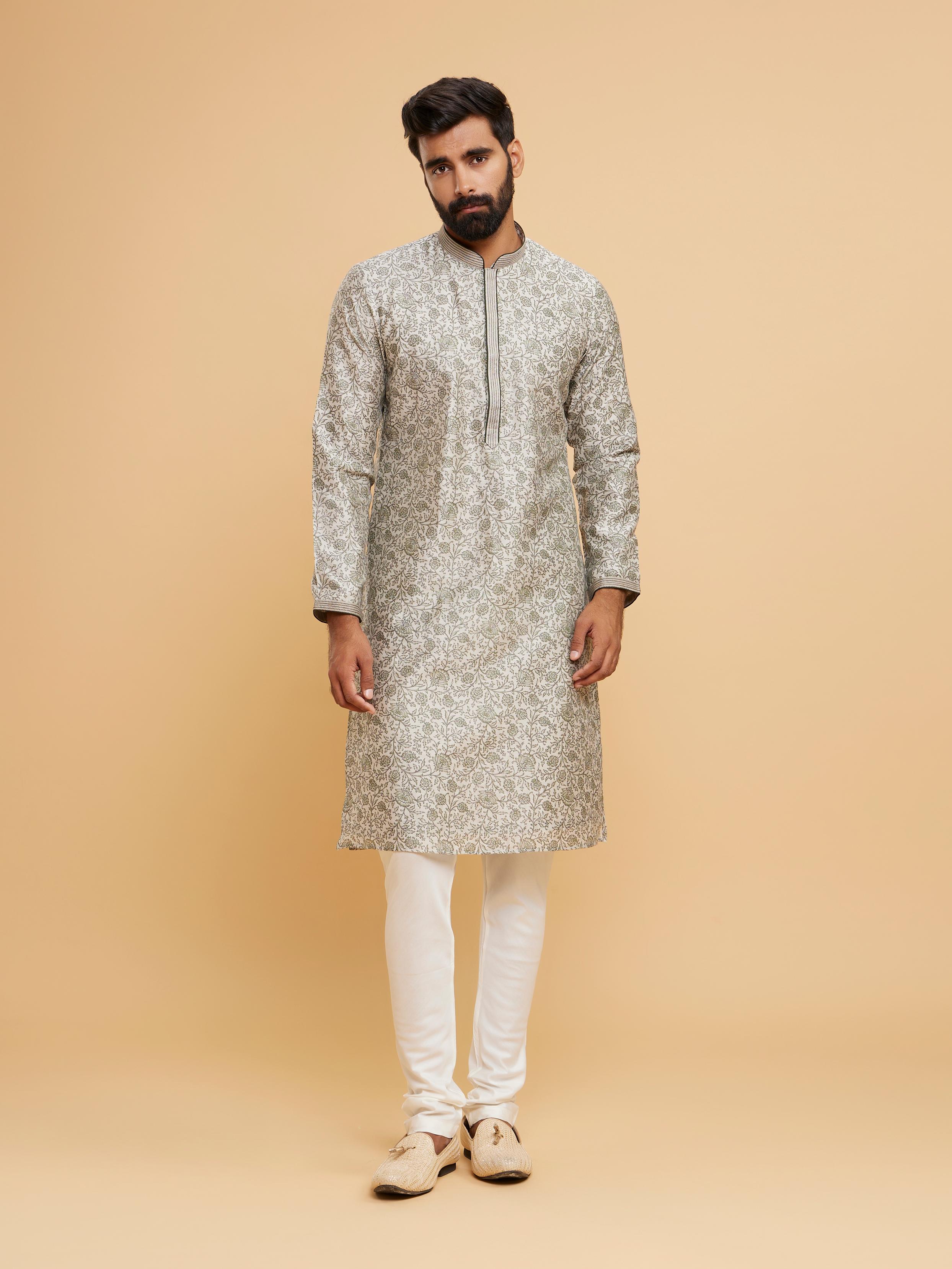 Twamev Men Pista Green Enchantment Kurta Pajama