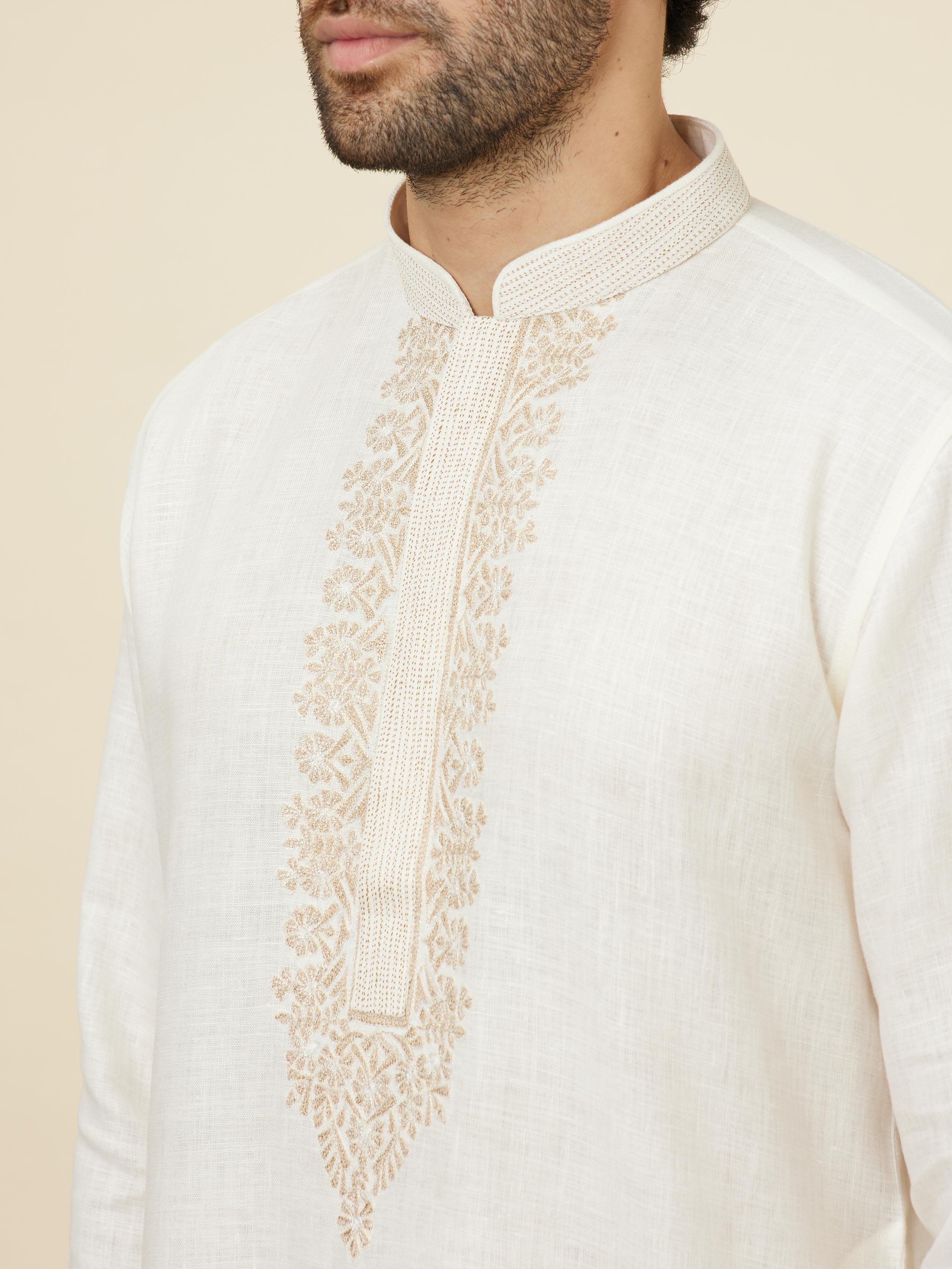 Twamev Men Cream Connection Kurta Set