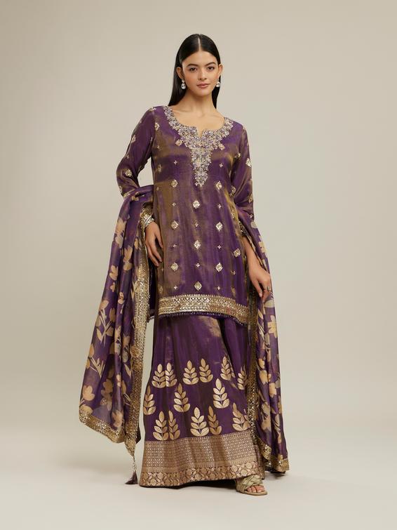 Twamev Women Purple Elegance Stitched Suit