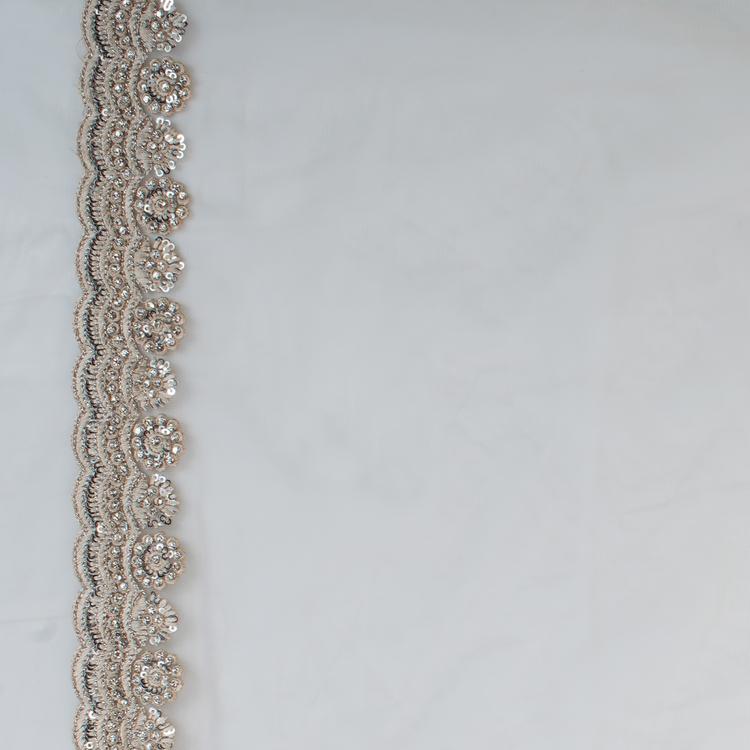 Twamev Women Twinkling Sequins Beige Saree