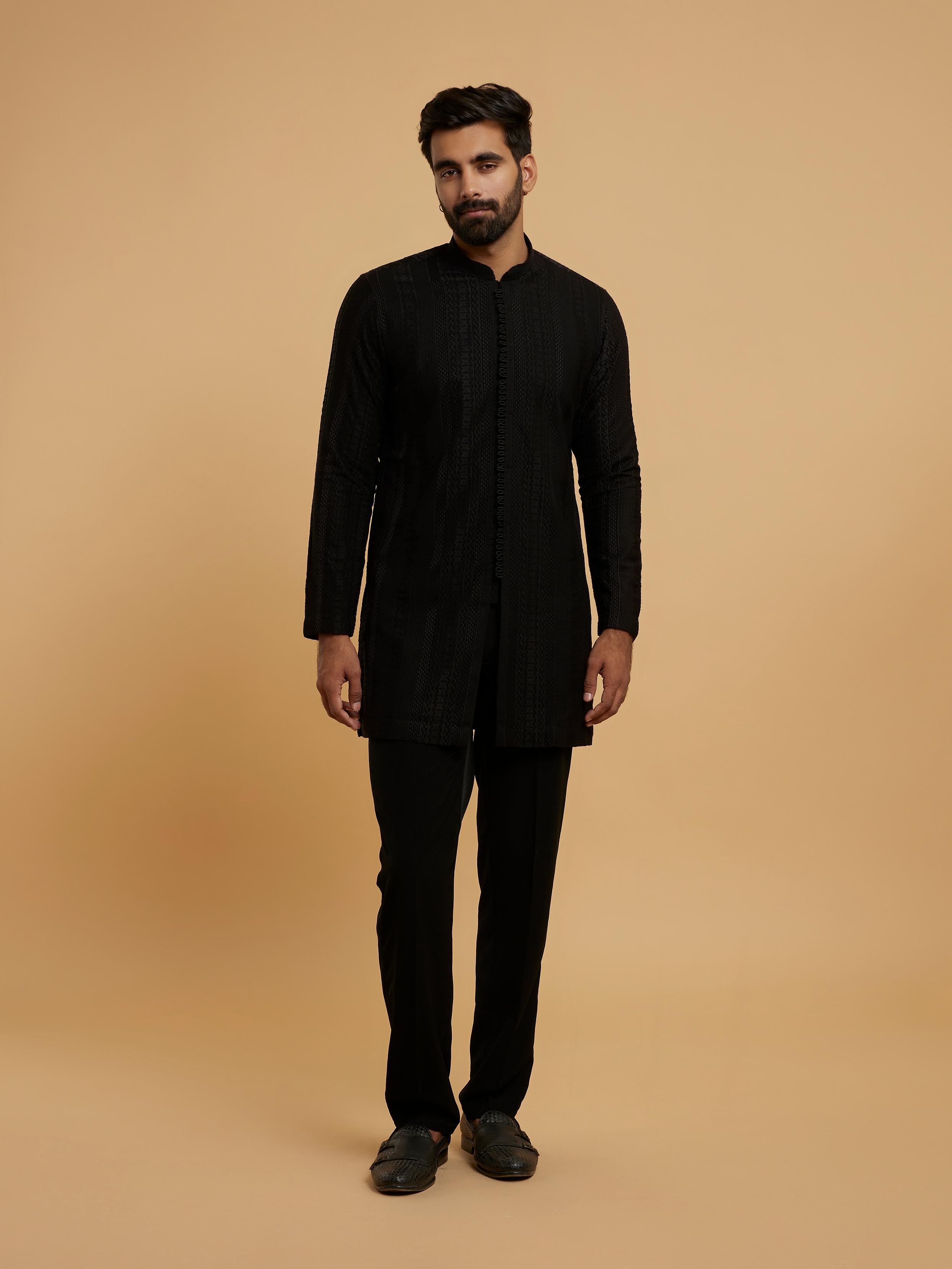 Twamev Men Black Elegance Kurta Pajama