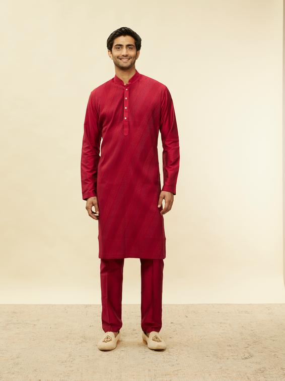 Twamev Men Timeless Red Pintex Elegance Kurta Set