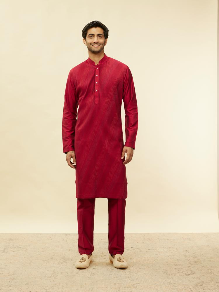 Twamev Men Timeless Red Pintex Elegance Kurta Set