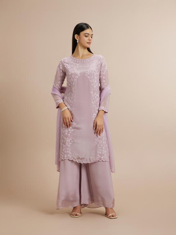 Twamev Women Elegant Purple Celebration Stitched Suit