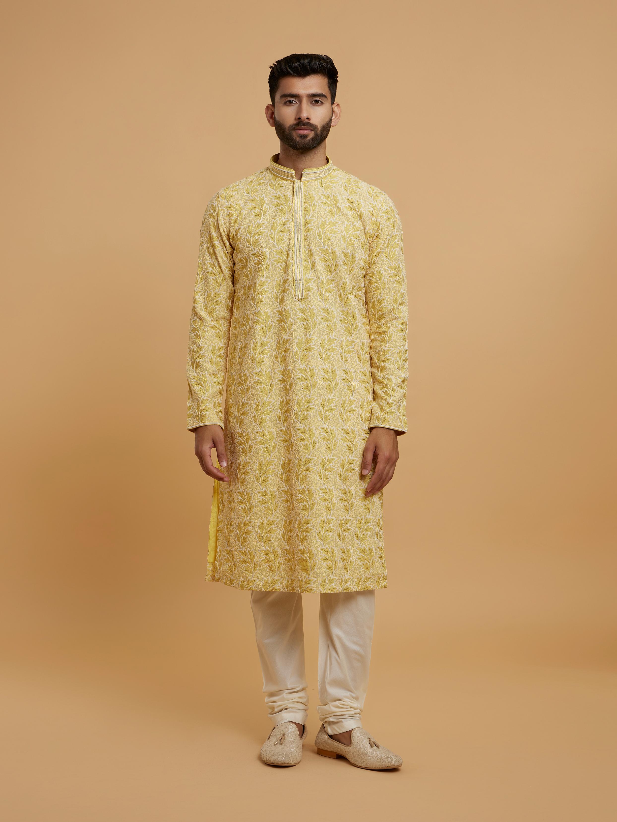 Twamev Men Twirl of Sunshine Kurta Pajama