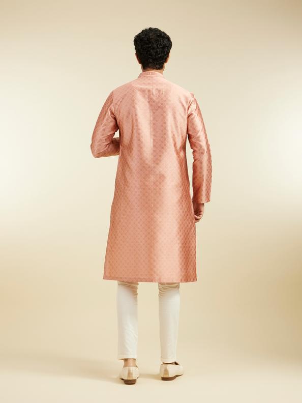 Diwas Men Peach Blossom Lattice Patterned Kurta