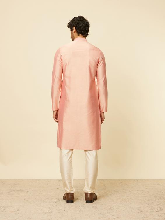 Twamev Men Peach Bandhgala Kurta Set