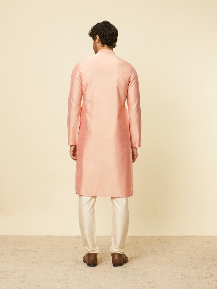 Twamev Men Peach Bandhgala Kurta Set