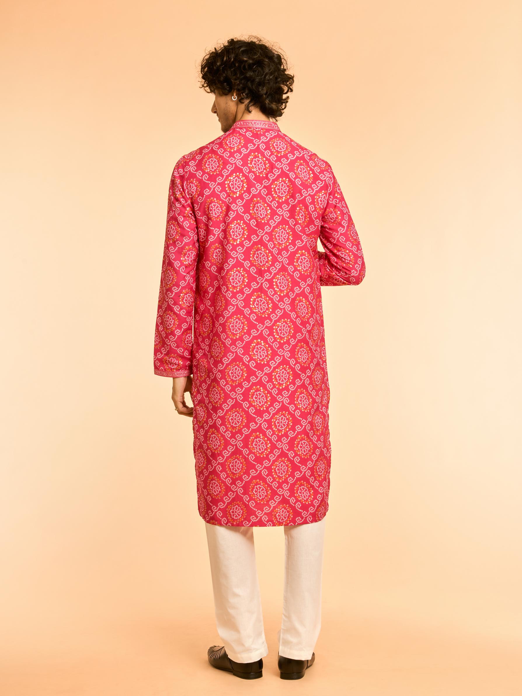 Diwas Men Regal Rani Pink Kurta