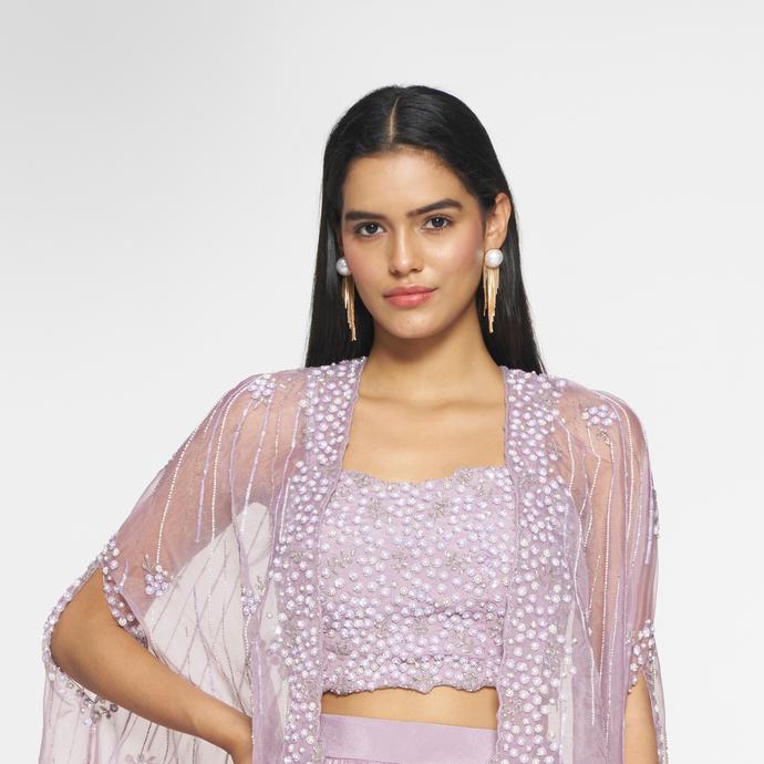 Twamev Women Chinon Purple Elegance Indo Western