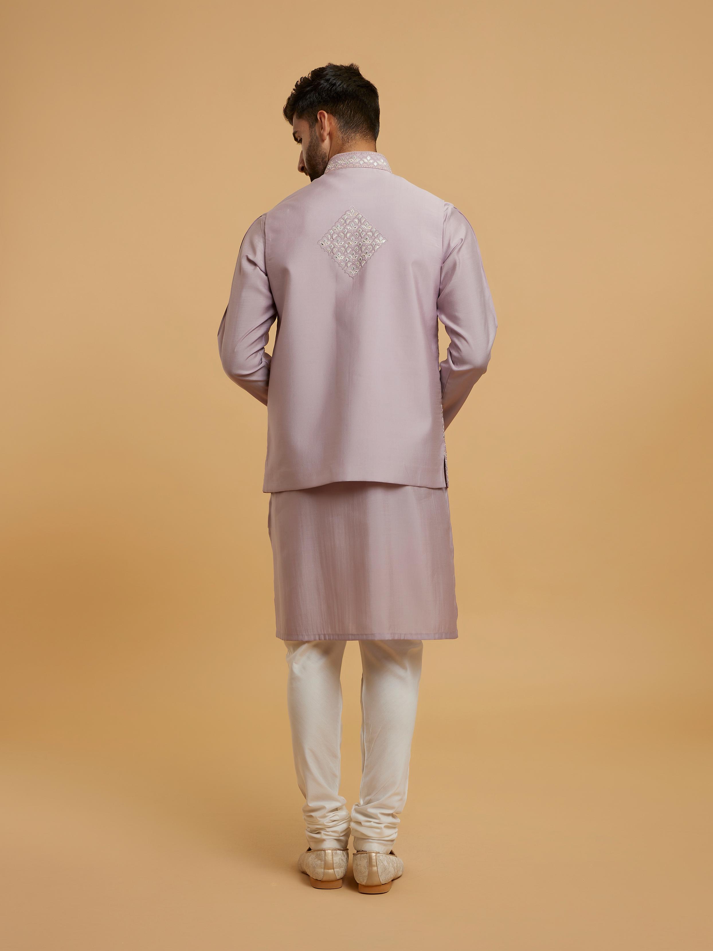 Twamev Men Lilac Grandeur Kurta Jacket Set