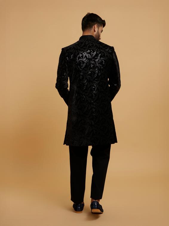 Twamev Men Velvet Galore Black Indo Western