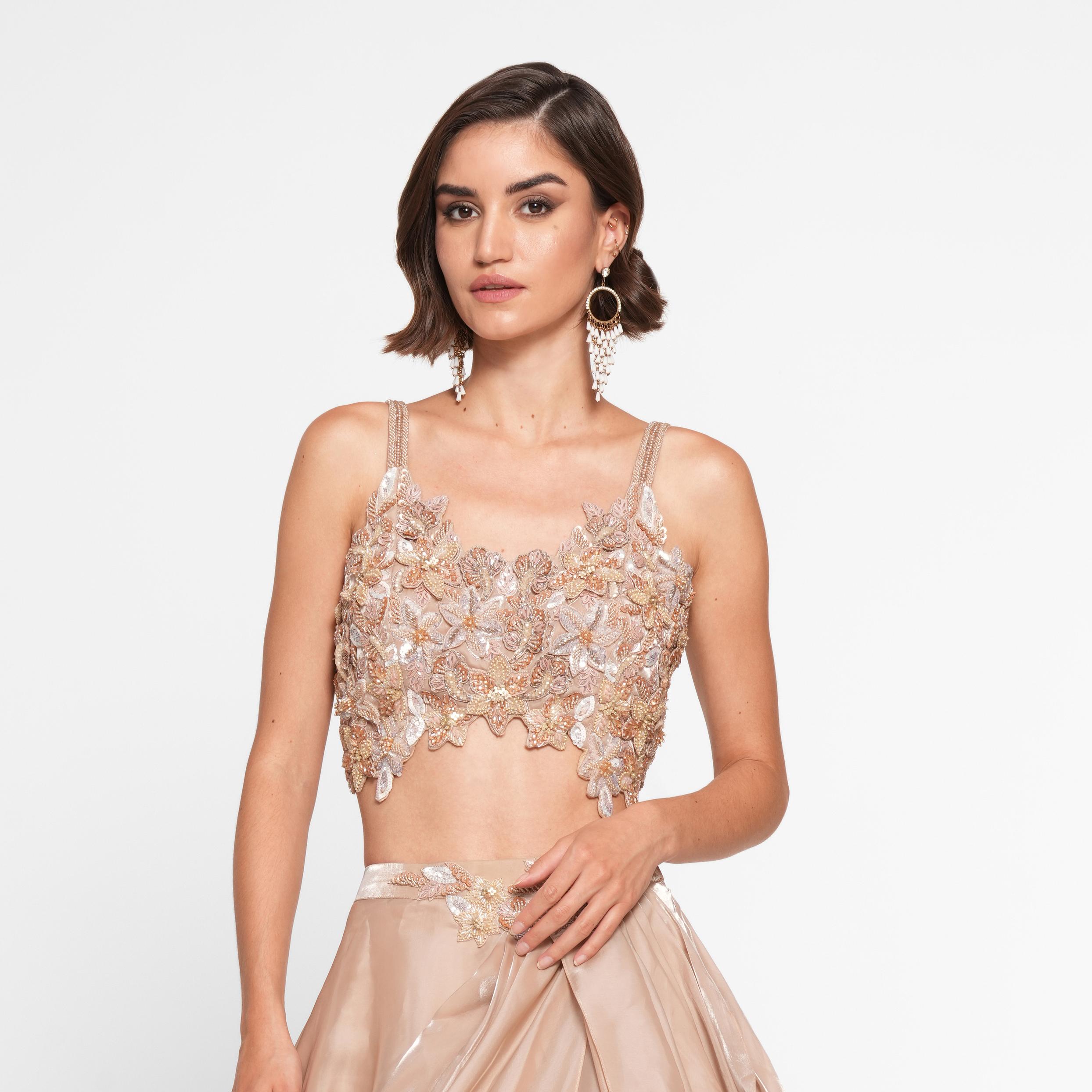 Twamev Women Regal Fawn Crepe Skirt Top Combo