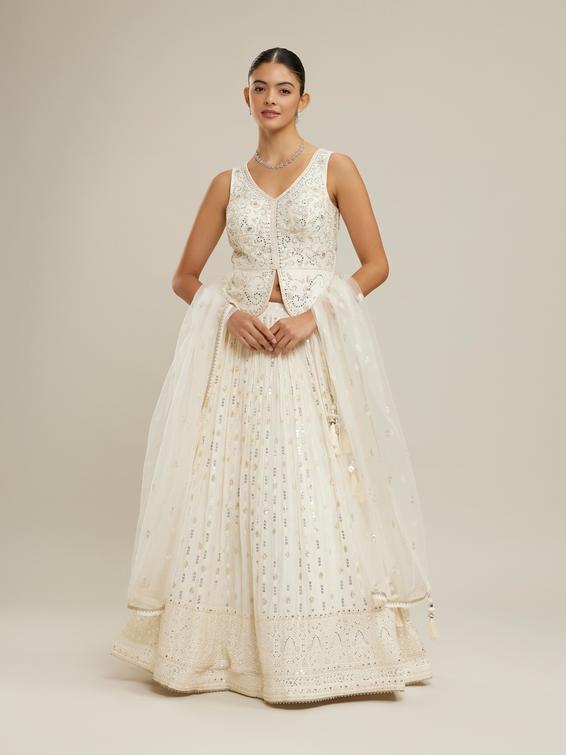 Twamev Women Dazzling Cream Lehenga