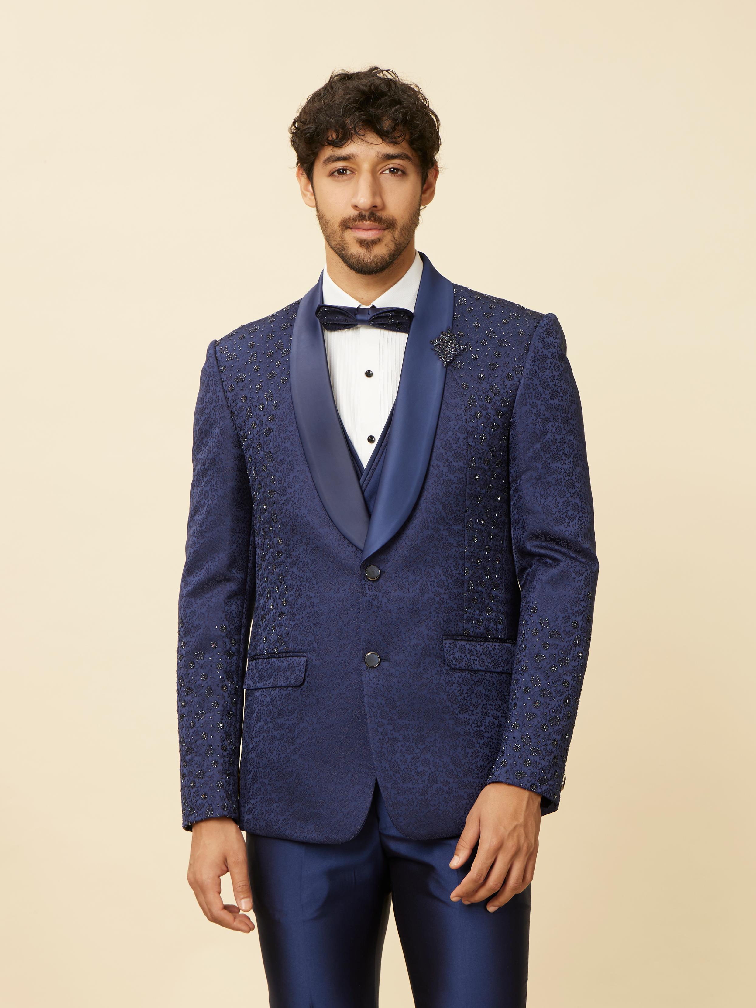 Twamev Men Royal Blue Suit Set