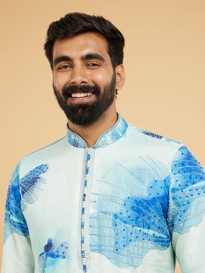 Twamev Men Light Blue Festive Kurta Pajama