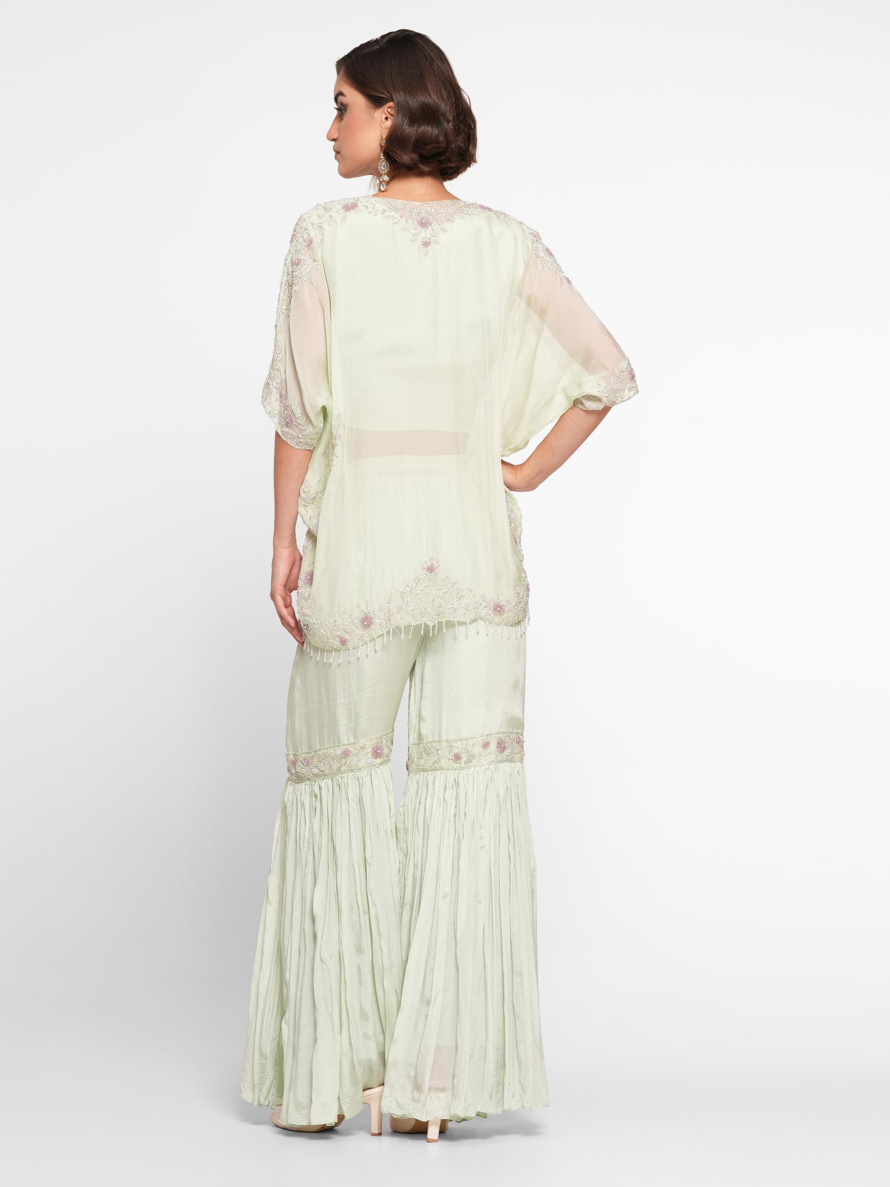 Twamev Women Pista Green Radiance Stitched Suit