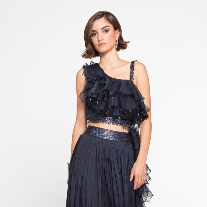 Twamev Women Ethnic Blue Elegance Indo Western