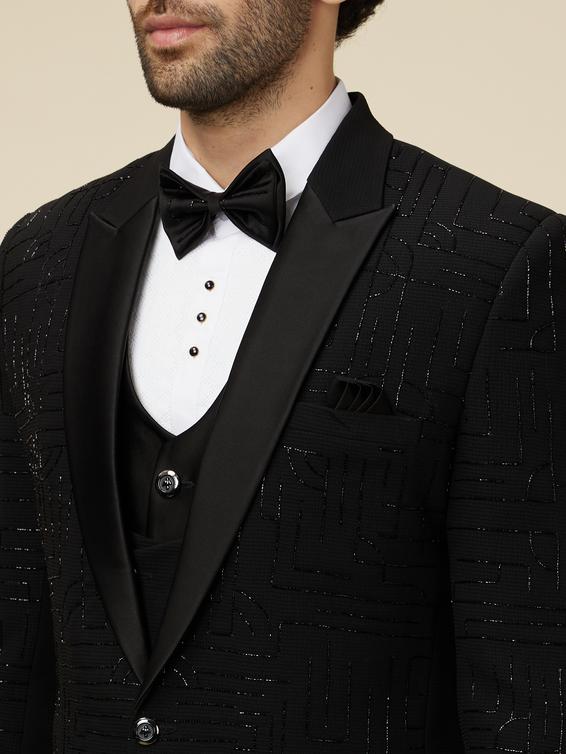 Twamev Men Black Charisma Suit Set