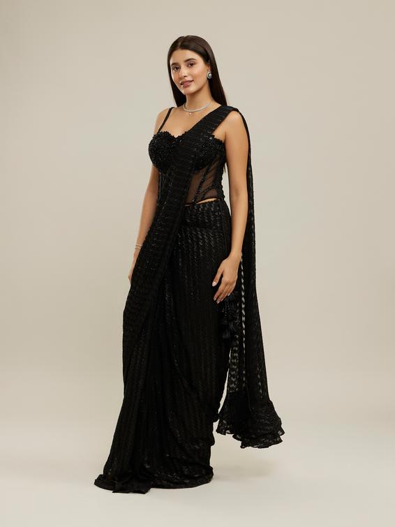 Twamev Women Twilight Black Elegance Saree
