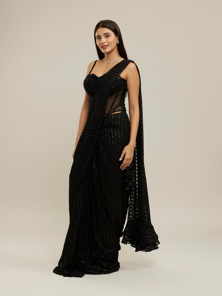 Twamev Women Twilight Black Elegance Saree
