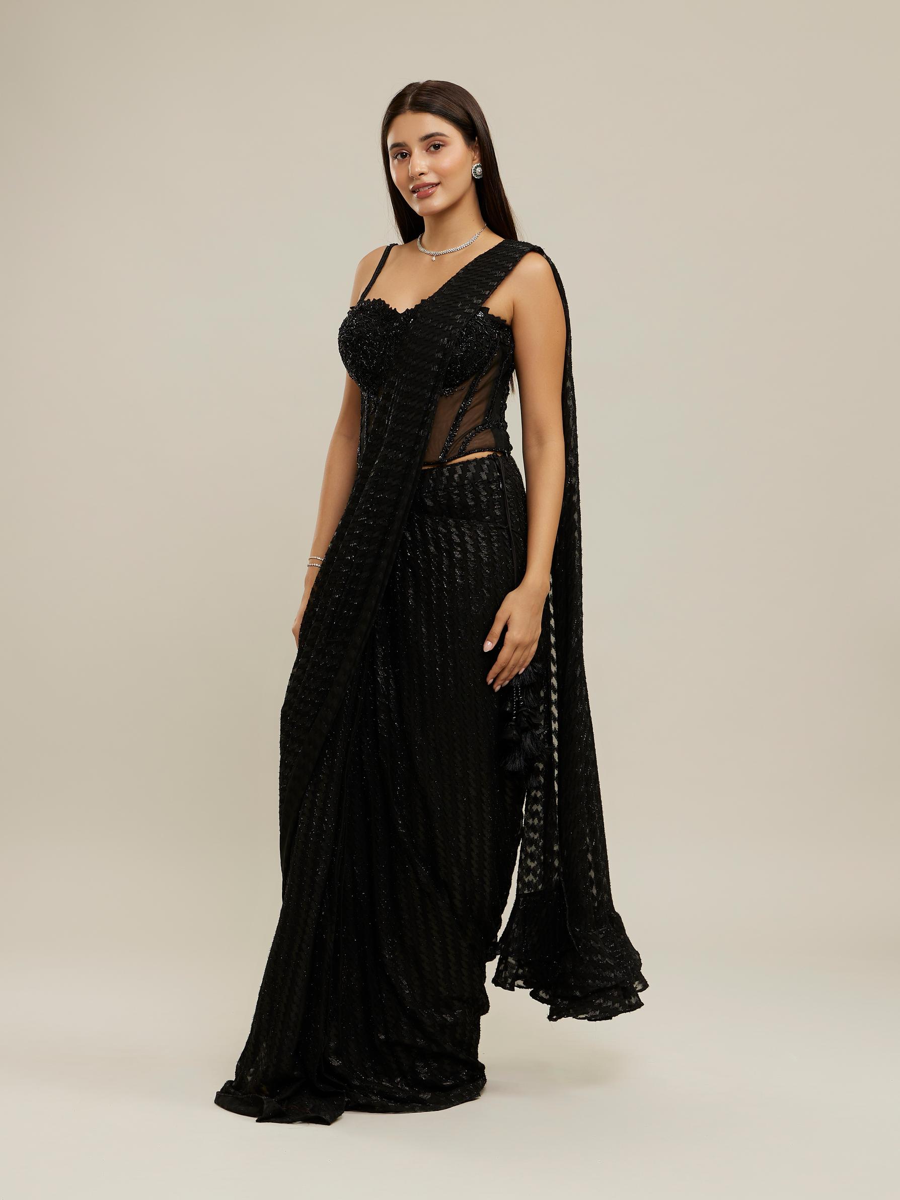 Twamev Women Twilight Black Elegance Saree
