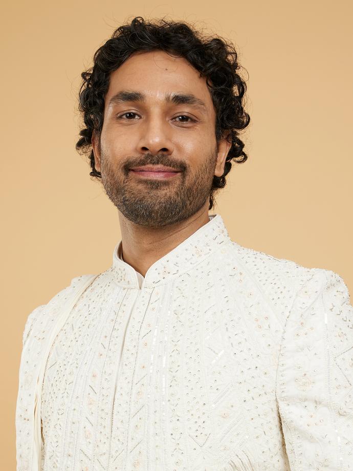 Twamev Men Opulent Cream Sherwani