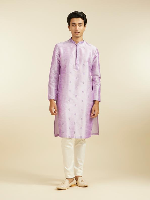 Diwas Men Soft Lilac Buta Embroidered Kurta