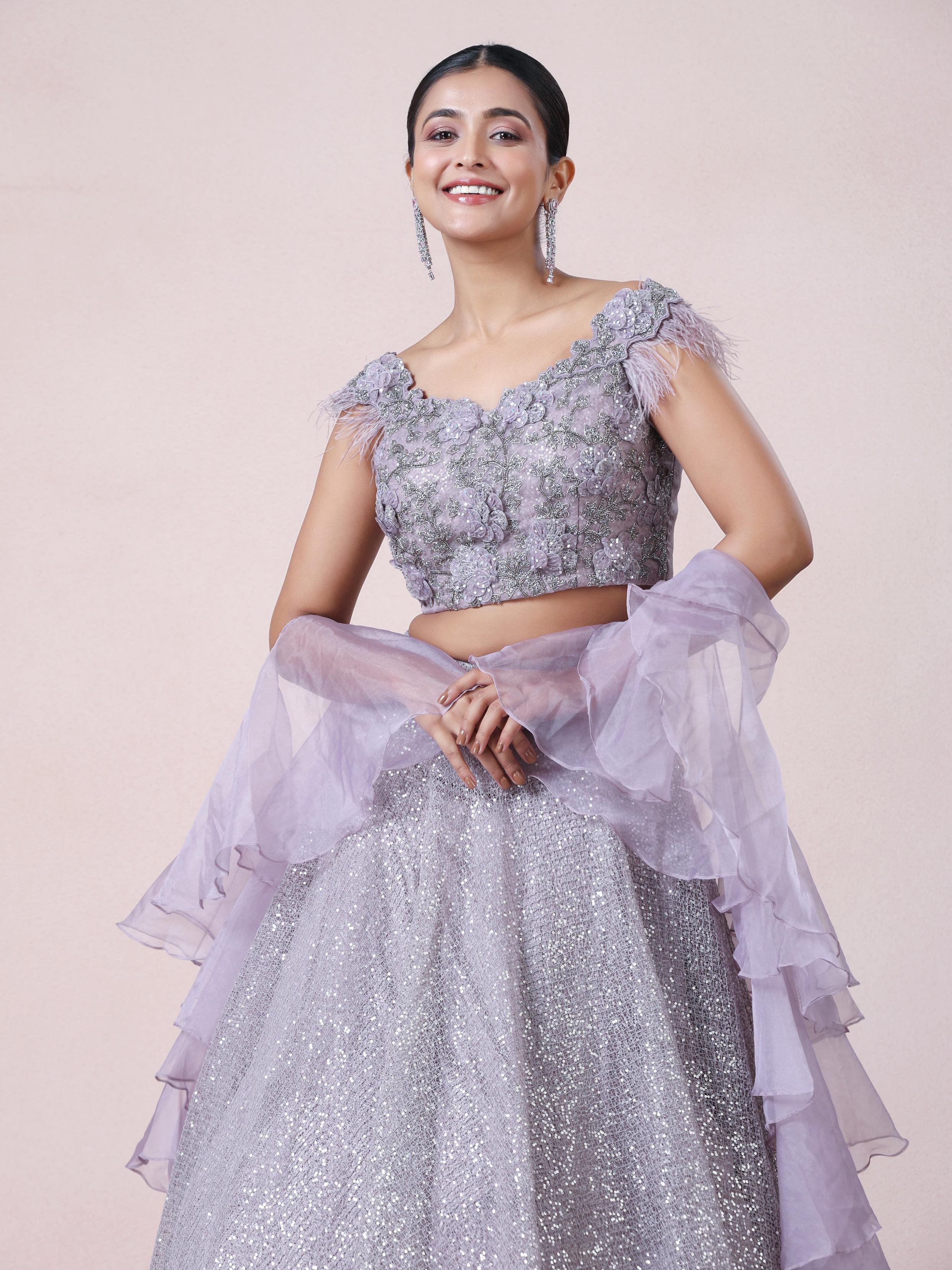Twamev Women Twilight Charm in Light Purple Net Skirt Top Set