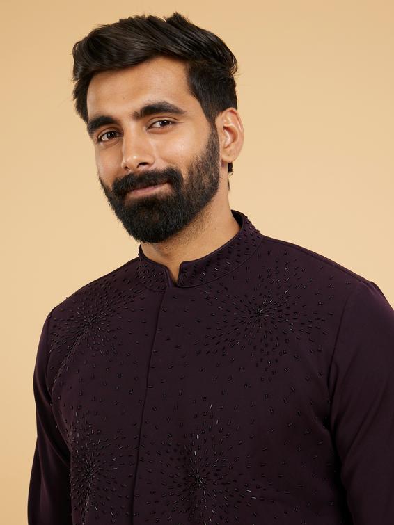 Twamev Men Radiant Wine Kurta Pajama