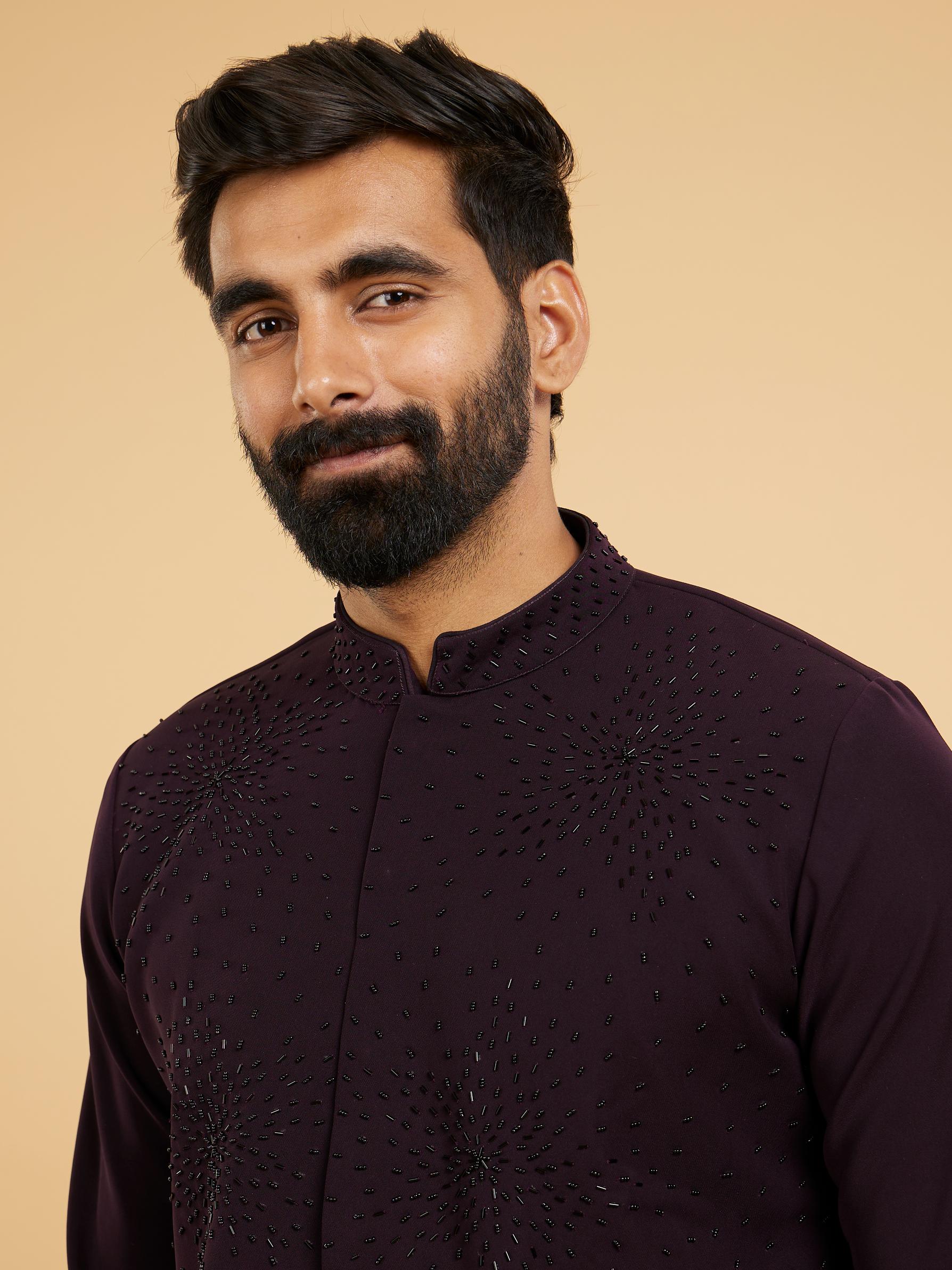 Twamev Men Radiant Wine Kurta Pajama