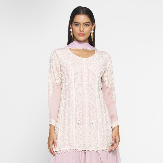 Twamev Women Purple Art Beauty Stitched Suit